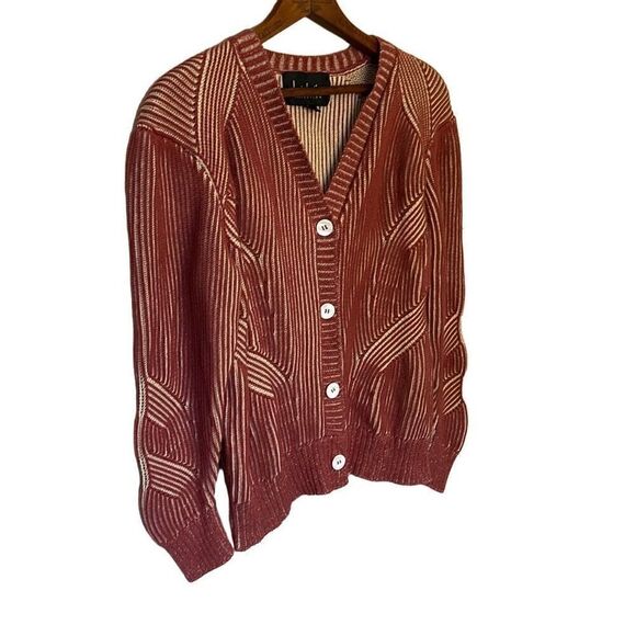 Nicole Miller 100% Cotton Plaited Ribbed Cardigan - Picture 4 of 10